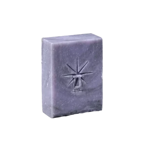 Black Altar Mystic Twilight Bar — muted lavender soap with fine speckles and the star-altar logo imprint. deep-cleanse bar
