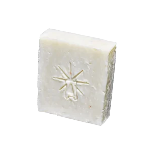 Black Altar Earth Salt white with pink salt speckled handcrafted soap bar cutout