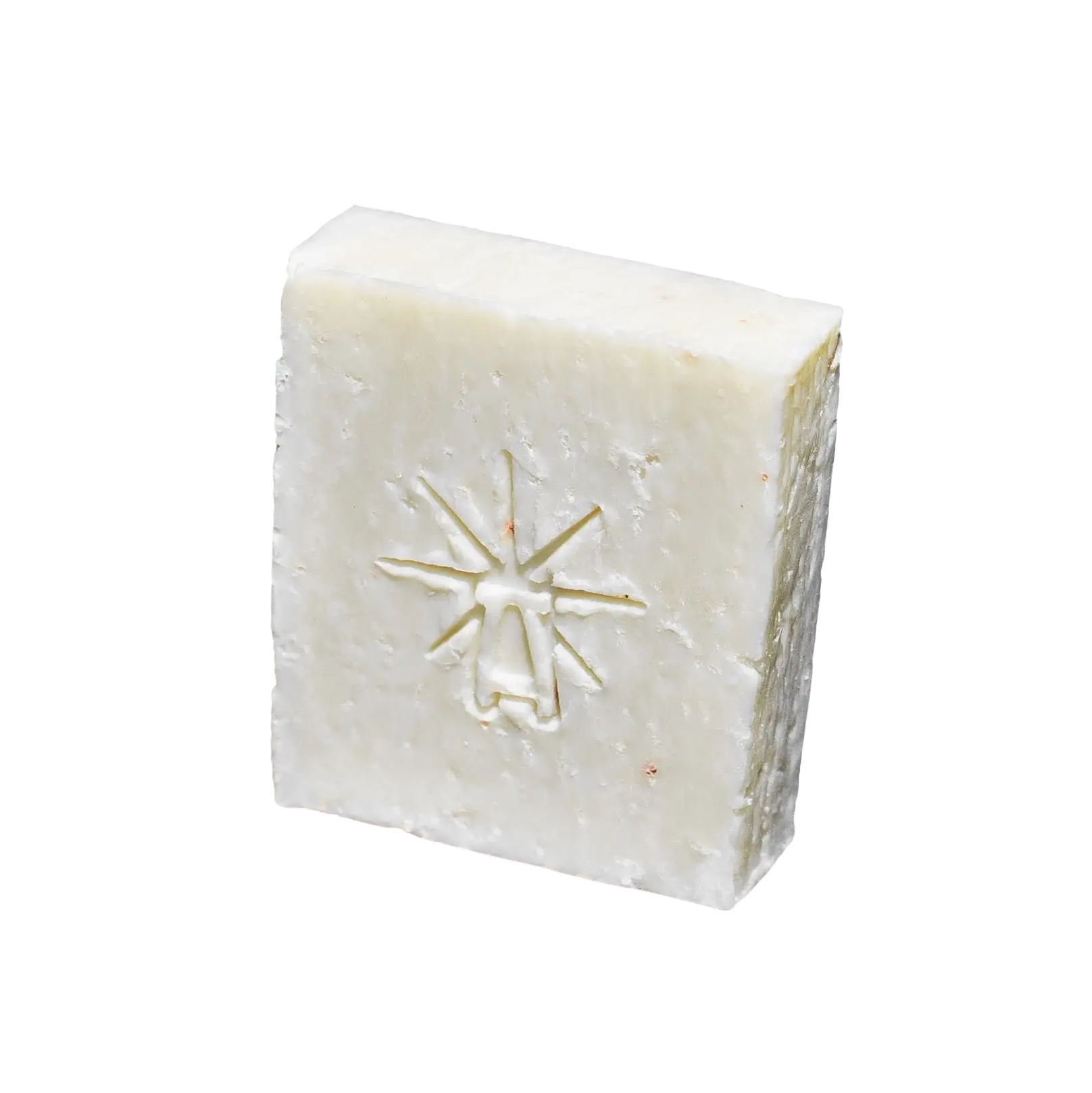Black Altar Earth Salt white with pink salt speckled handcrafted soap bar cutout