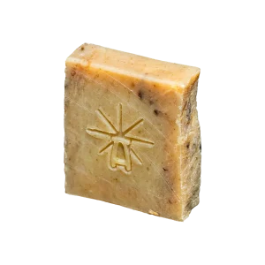 Black Altar Garden Blossom cream soap bar with golden botanicals cutout