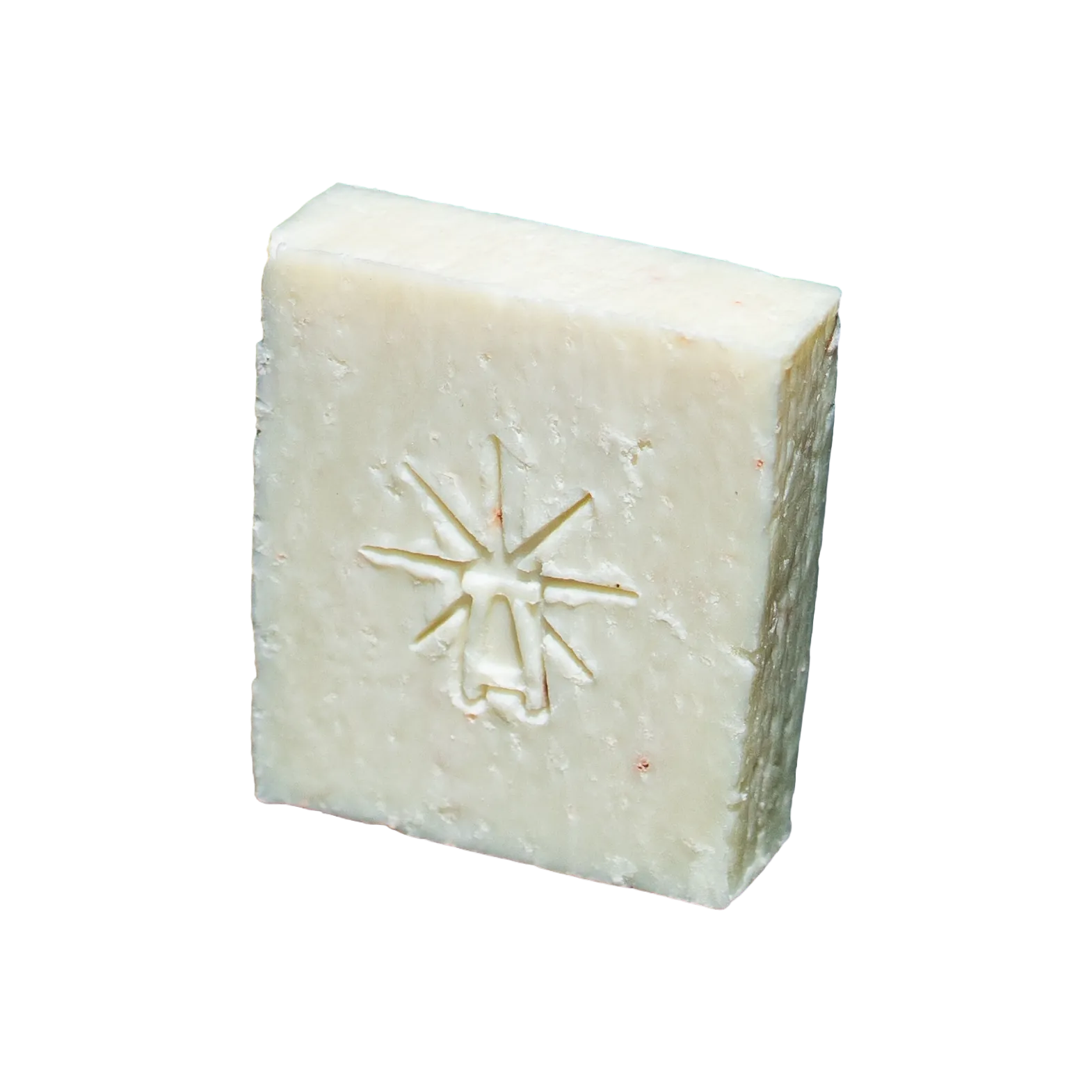Black Altar Earth Salt white with pink salt speckled handcrafted soap bar cutout