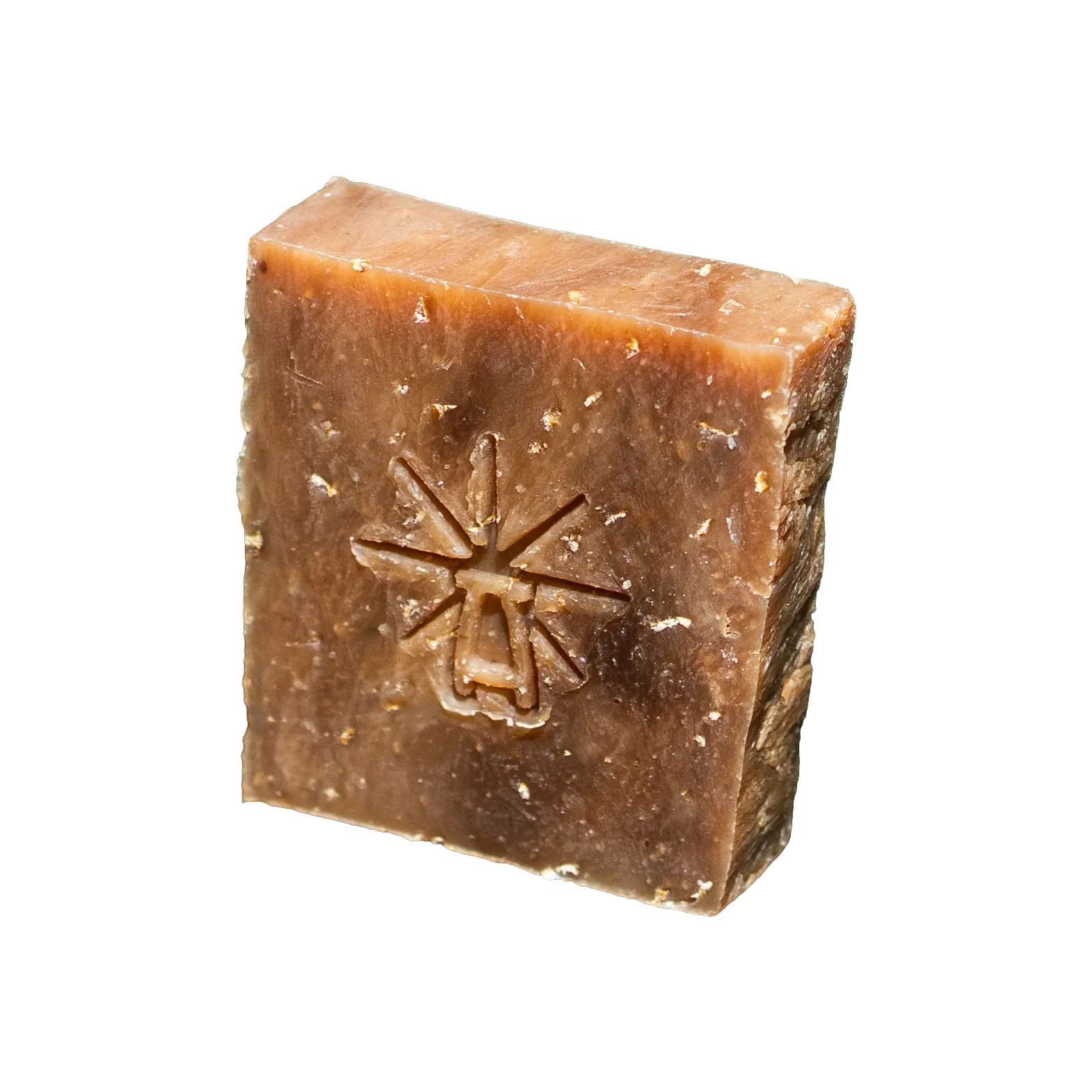 Black Altar Golden Oats rustic brown speckled handcrafted soap bar cutout
