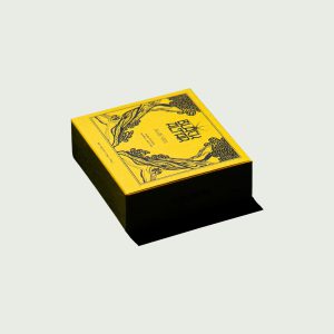 Black Altar Aloe Veil natural soap box in yellow ornate packaging