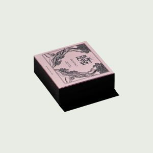 Black Altar Earth Salt natural soap box in pink ornate packaging